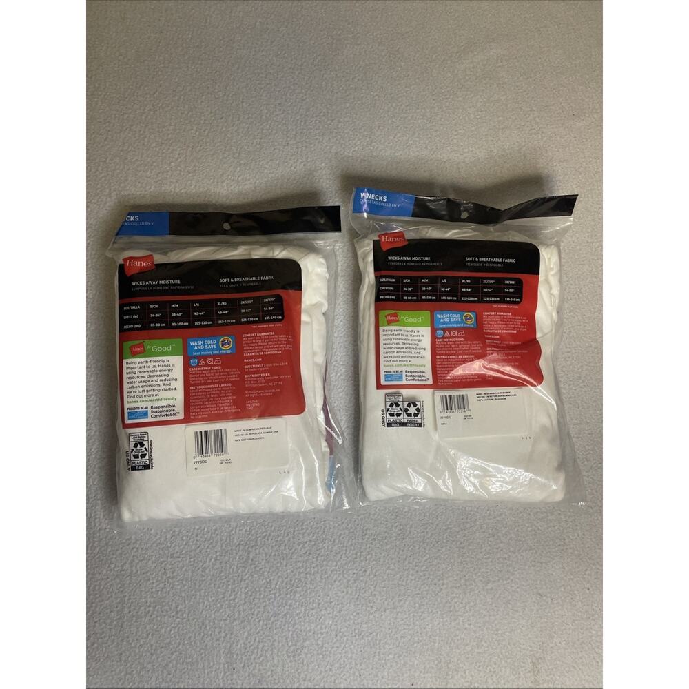 NEW- Hanes T Shirts Mens V-NECK SMALL White 2 / 3 Packs (6 TOTAL)- FIRST QUALITY - Picture 4 of 4